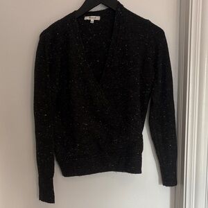 Madewell Speckled Black Wrap Sweater